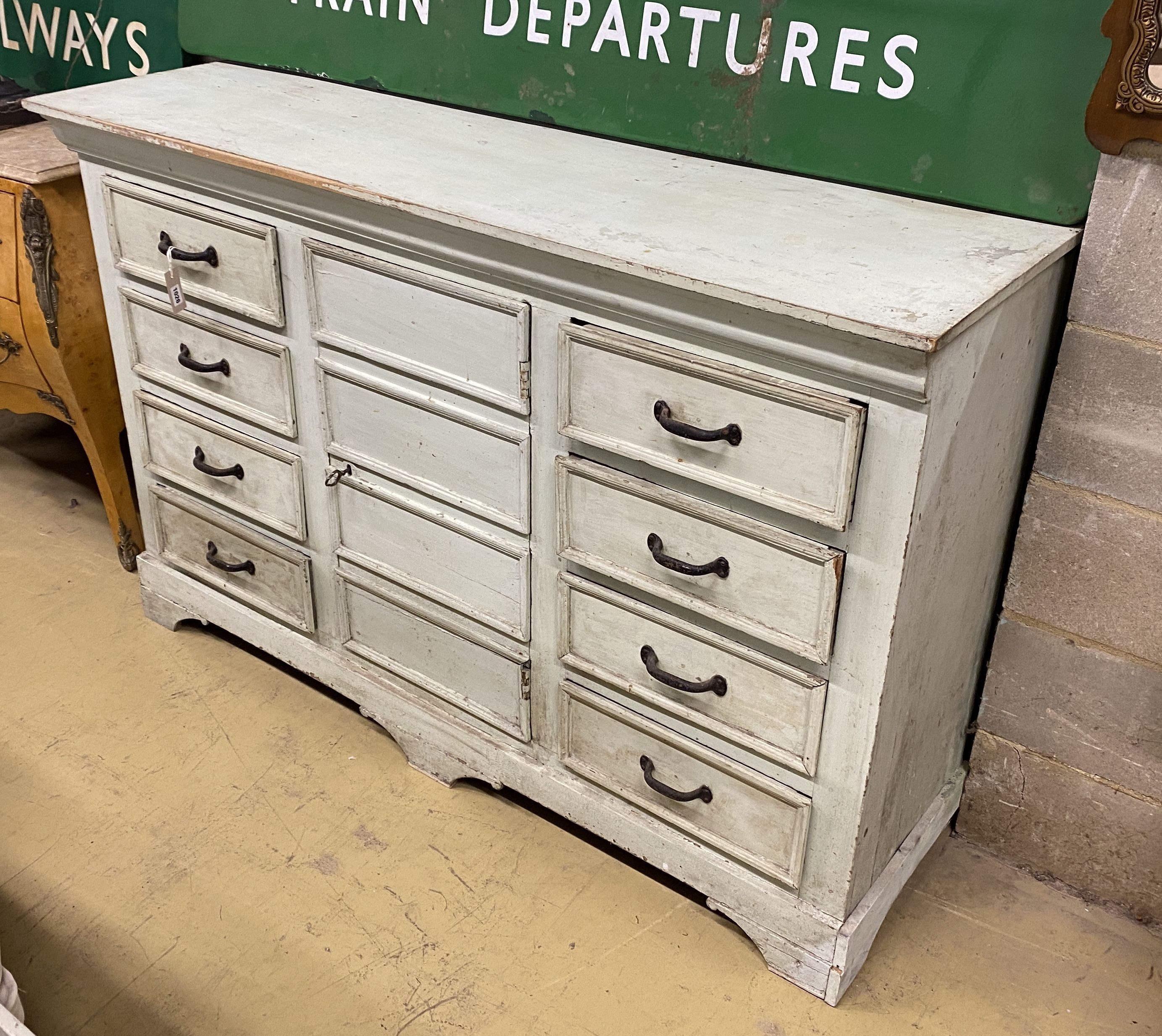 A 19th century French painted buffet, length 158cm, depth 47cm, height 103cm